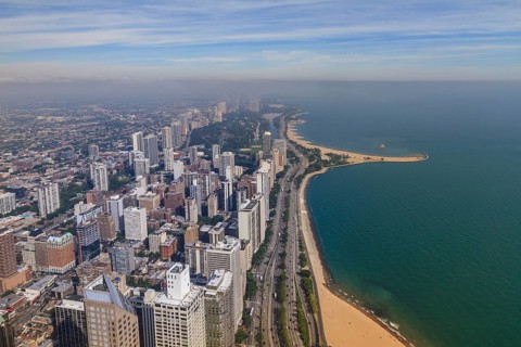 Skyline with Lake Michigan