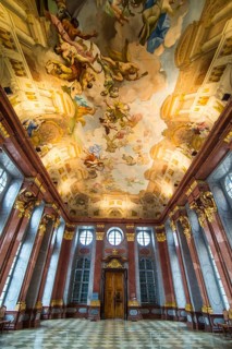 Marble hall with its painted ceiling