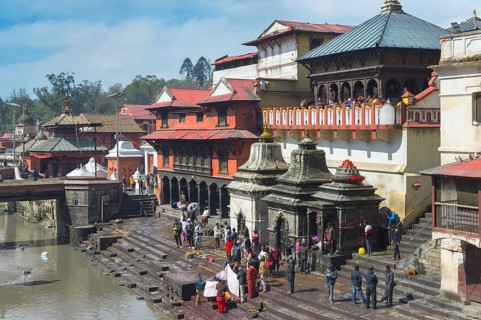 Cremation ghat along the Bagmati river
