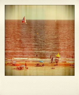 Polaroid effect of beach and Mediterranean Sea