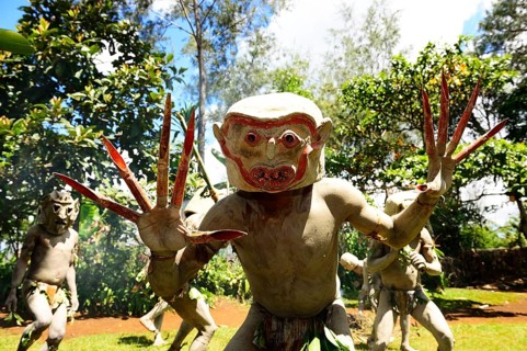 aThe mudmen of Asaro with their martial masks of clay