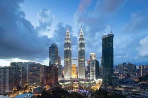 Petronas twin towers at dusk