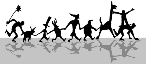 Bizarre figures in a row