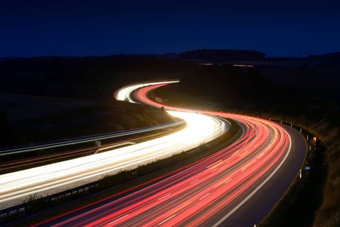 Traces of light on the A9 highway