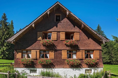 House with wooden shingle facade