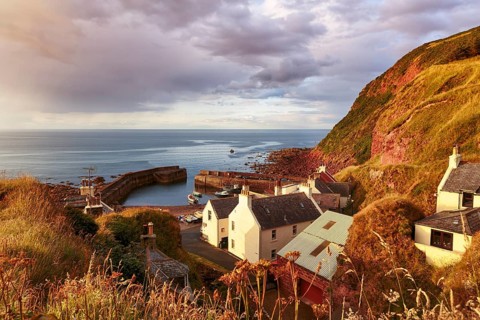 Fishing village Pennan in the evening light