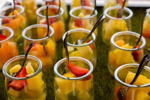 Fresh fruit selection in glasses