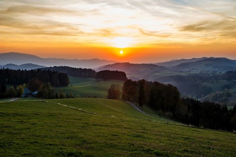 View of hilly landscape in autumn