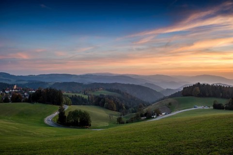 View of hilly landscape in autumn