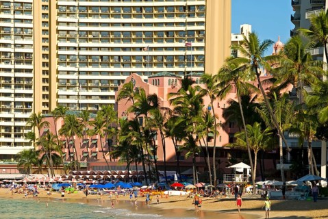 Outside of The Pink Palace of the Pacific