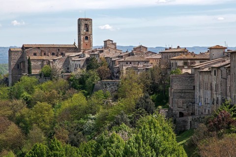 Houses of the upper town of Colle Alta Church Concattedrale dei Santi Alberto e Marziale