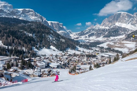 Ski area with view of Corvara