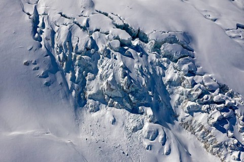 Crevasses and seracs from above