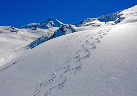 Ski tracks in deep snow