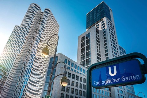 Upper West and Waldorf Astoria Hotel at subway station Zoologischer Garten