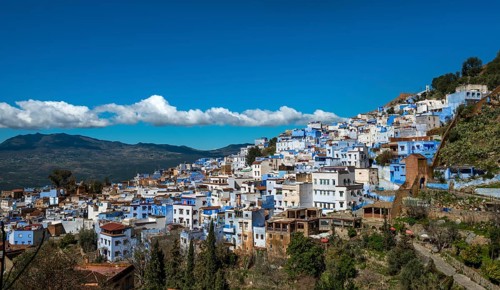 View on blue houses of the medina of Chefchaouen