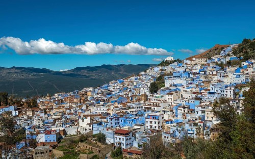 View on blue houses of the medina of Chefchaouen