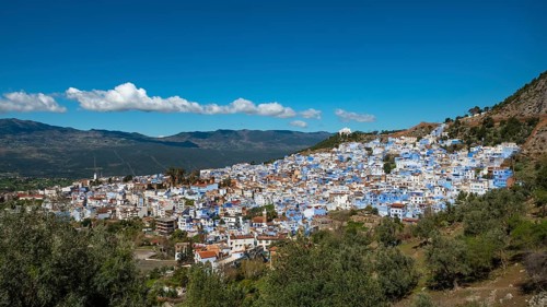 View on blue houses of the medina of Chefchaouen