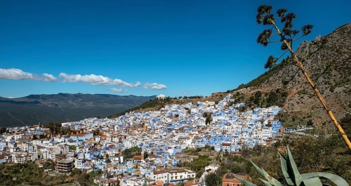 View on blue houses of the medina of Chefchaouen