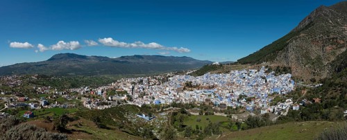View on blue houses of the medina of Chefchaouen