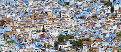 View on blue houses of the medina of Chefchaouen