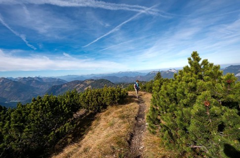 Hiker crossing the Blauberge mountains