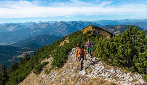 Hikers crossing the Blauberge mountains
