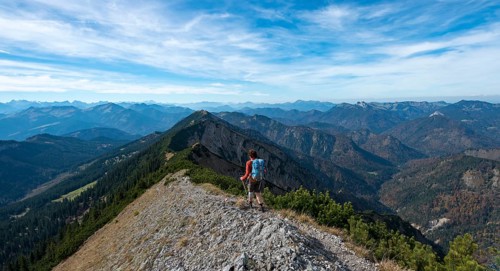 Hiker crossing the Blauberge mountains