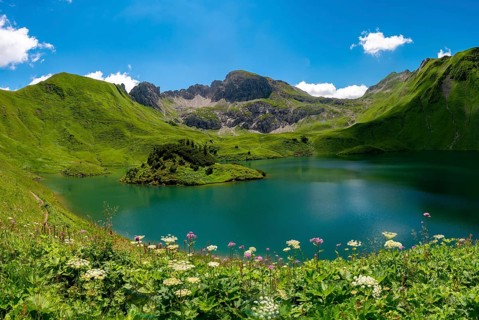 Lake Schrecksee with Allgau mountains