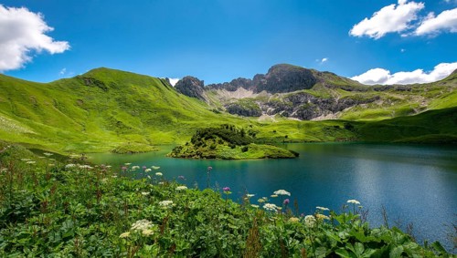 Lake Schrecksee with Allgau mountains