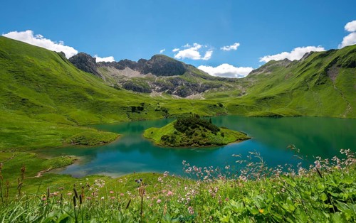Lake Schrecksee with Allgau mountains