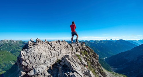 Hiker photographing