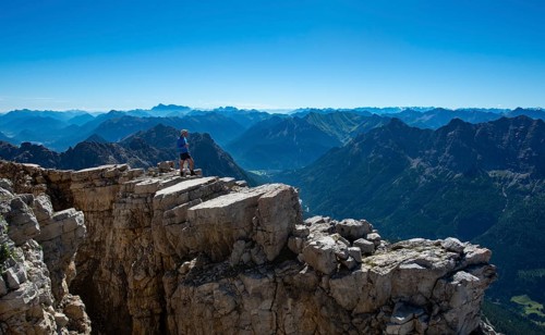 Hiker standing on rocks