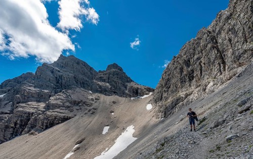 Hikers descending from the Hochvogel