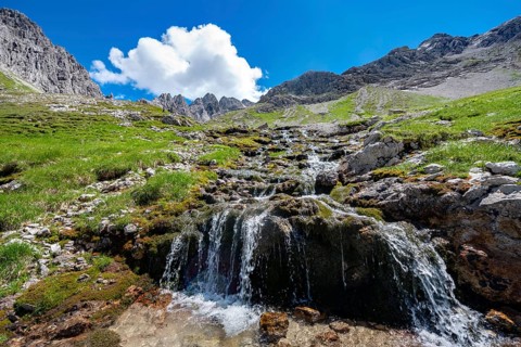 Bergbach next to hiking trail to Hochvogel