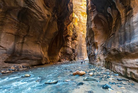 Hikers in river