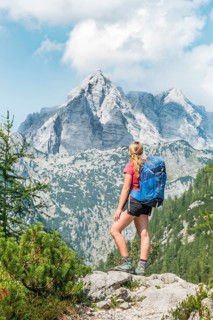 Hiker looks into the landscape