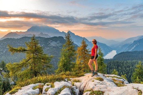 Hiker looks into the camera