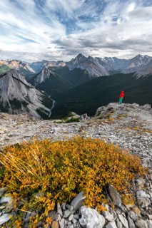 Female hiker on top of the Sulphur Skyline Trail