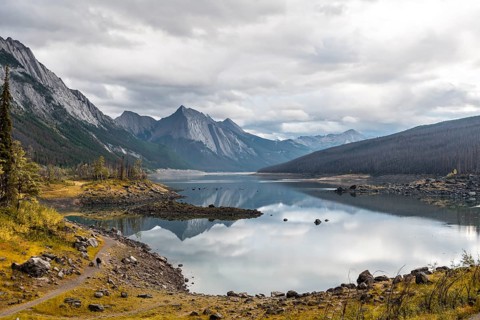 Mountains reflected in a lake