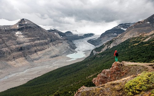 Hiker standing on a rock