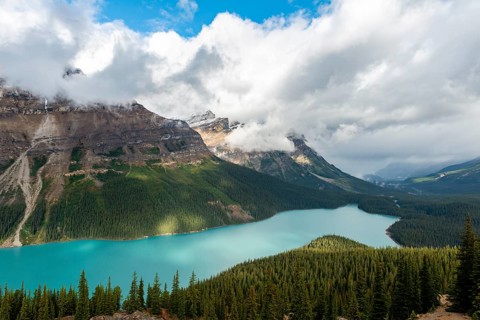 Clouds hanging in mountain peaks