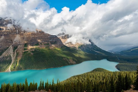 Clouds hanging in mountain peaks