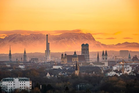 View over Munich with Church of Our Lady