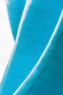 Curved colored facade of the Museum of Pop Culture