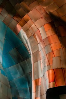 Copper-coloured exterior facade of the Museum of Pop Culture