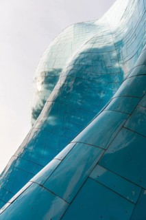 Curved colored facade of the Museum of Pop Culture