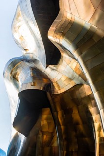 Copper coloured curved facade of the Museum of Pop Culture
