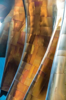 Copper coloured curved facade of the Museum of Pop Culture