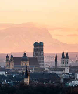 View over Munich with Church of Our Lady